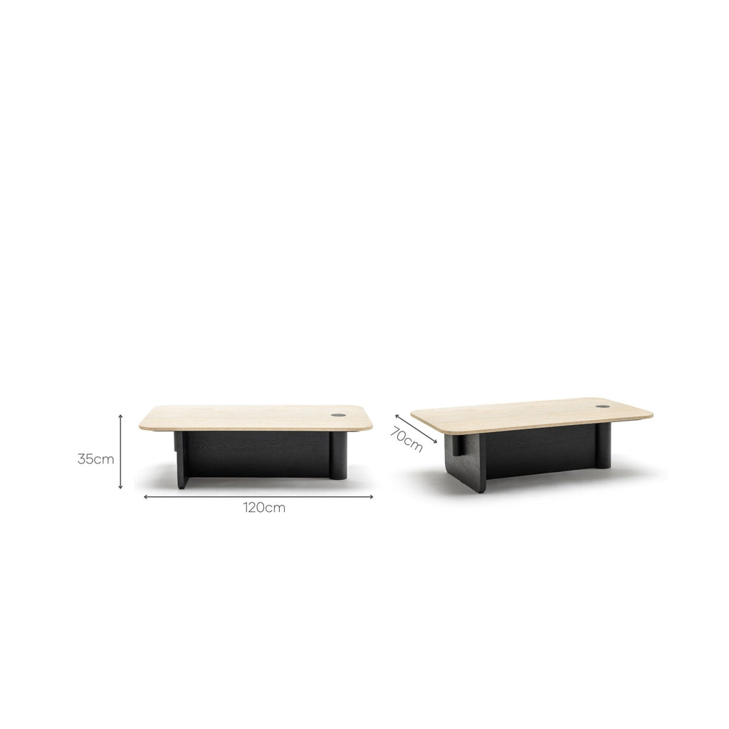 Pivot Coffee Table - Black Oak & Travertine - Coffee Tables Natadora Loom Collection Dubai