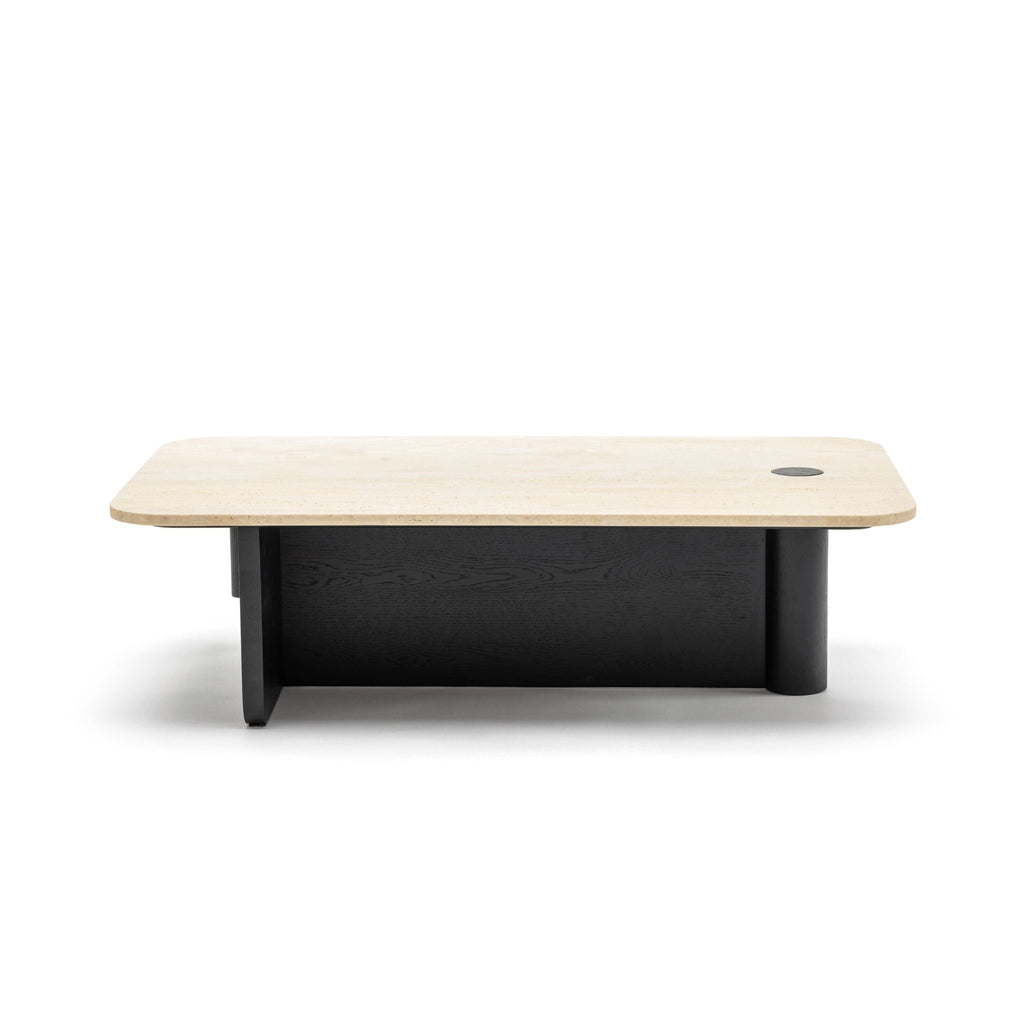 Pivot Coffee Table - Black Oak & Travertine - Coffee Tables Natadora Loom Collection Dubai