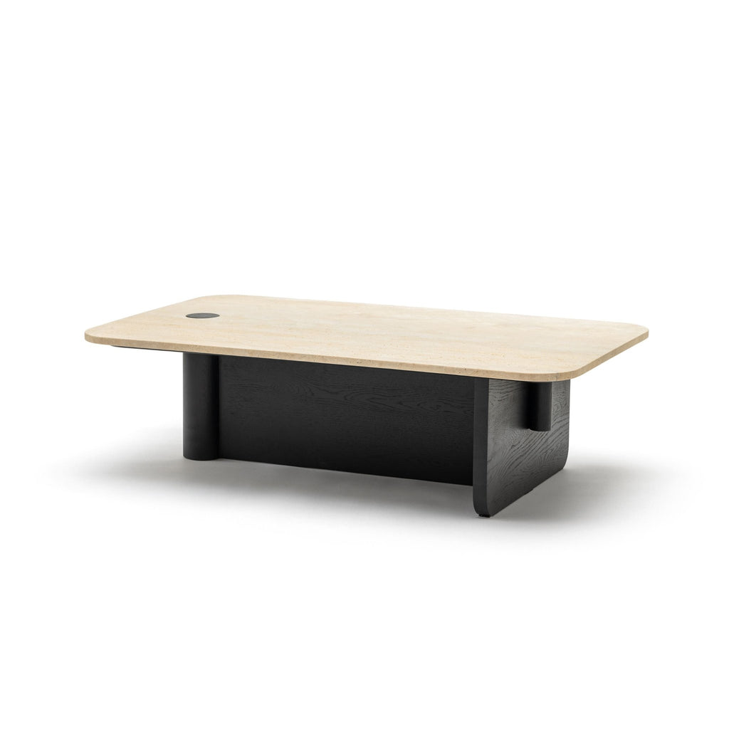 Pivot Coffee Table - Black Oak & Travertine - Coffee Tables Natadora Loom Collection Dubai