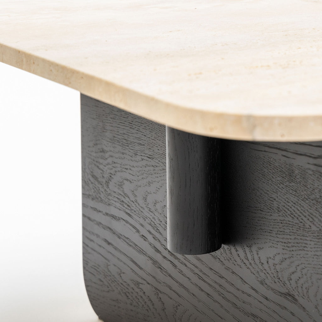 Pivot Coffee Table - Black Oak & Travertine - Coffee Tables Natadora Loom Collection Dubai