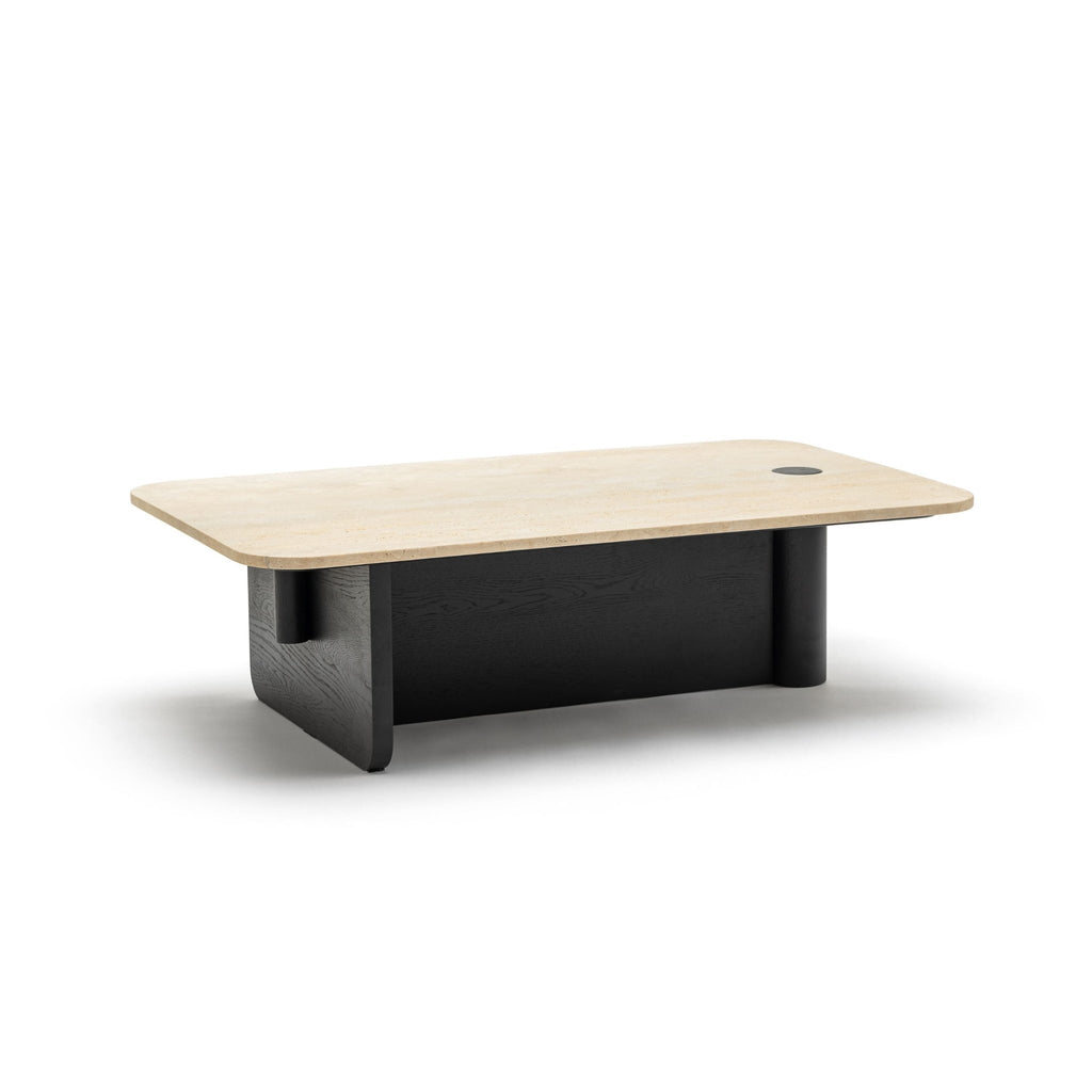 Pivot Coffee Table - Black Oak & Travertine - Coffee Tables Natadora Loom Collection Dubai