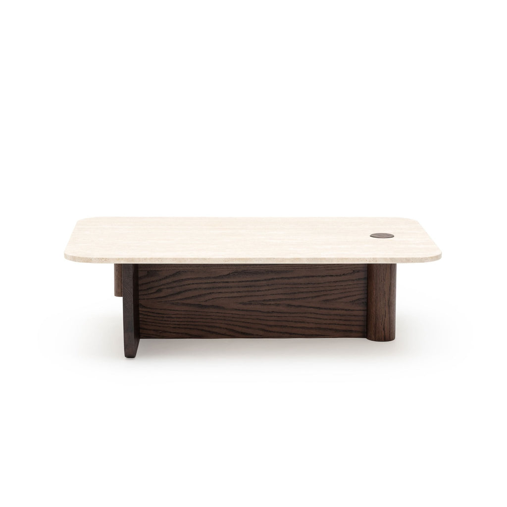Pivot Coffee Table - Espresso Oak & Travertine - Coffee Tables Natadora Loom Collection Dubai