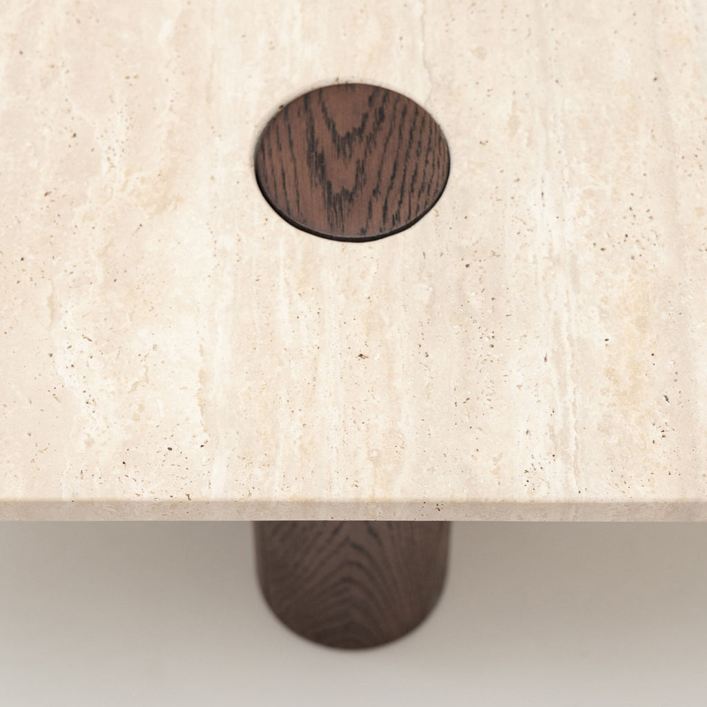 Pivot Coffee Table - Espresso Oak & Travertine - Coffee Tables Natadora Loom Collection Dubai