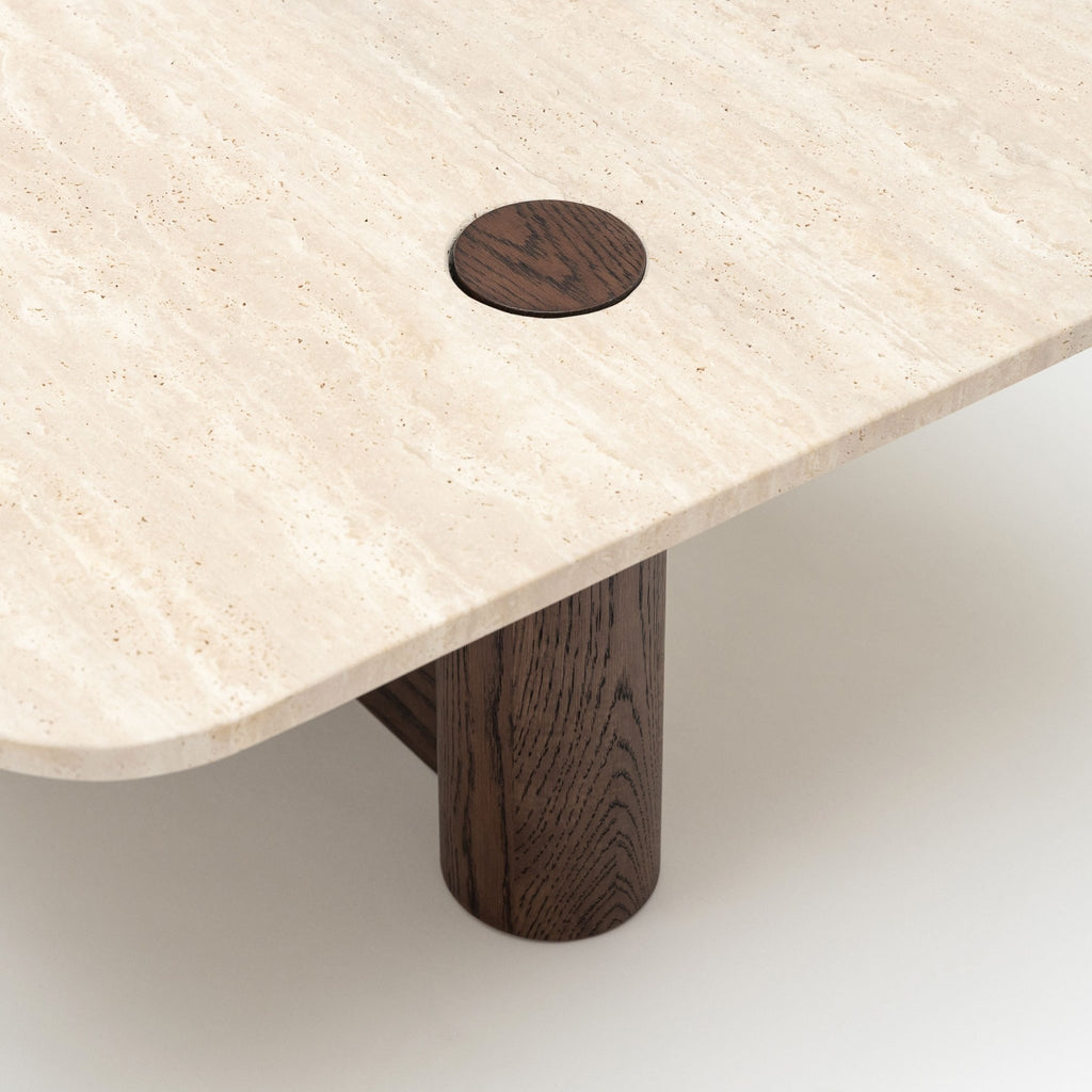 Pivot Coffee Table - Espresso Oak & Travertine - Coffee Tables Natadora Loom Collection Dubai