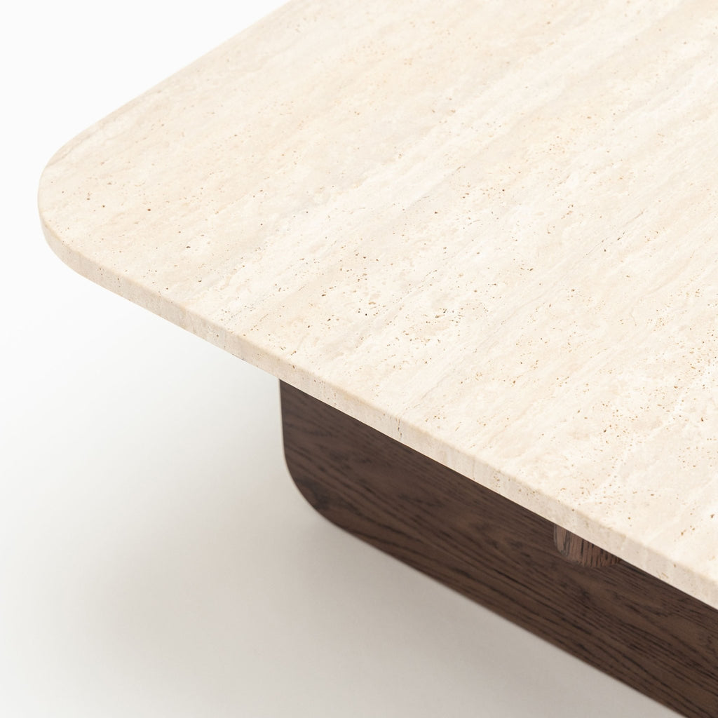 Pivot Coffee Table - Espresso Oak & Travertine - Coffee Tables Natadora Loom Collection Dubai