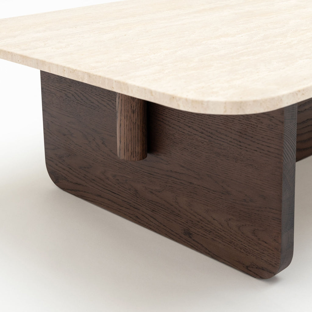 Pivot Coffee Table - Espresso Oak & Travertine - Coffee Tables Natadora Loom Collection Dubai