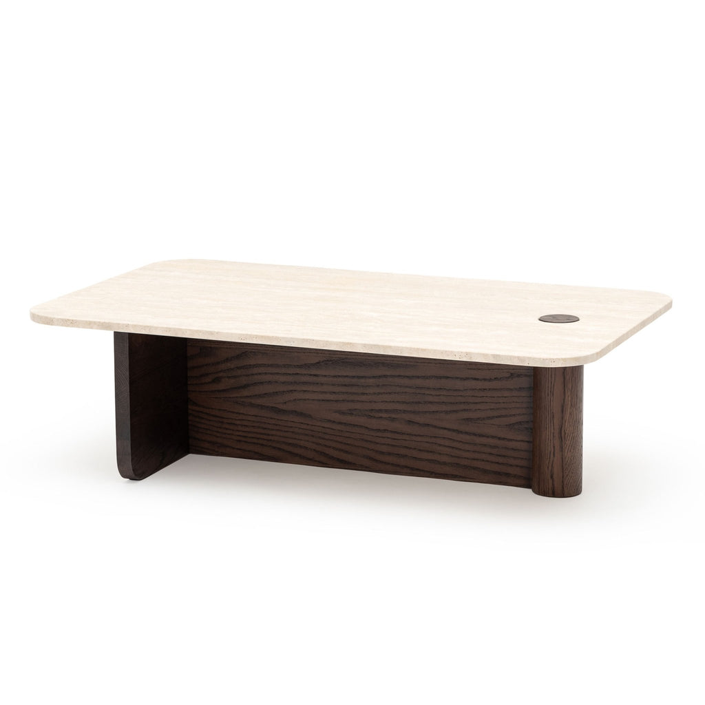 Pivot Coffee Table - Espresso Oak & Travertine - Coffee Tables Natadora Loom Collection Dubai