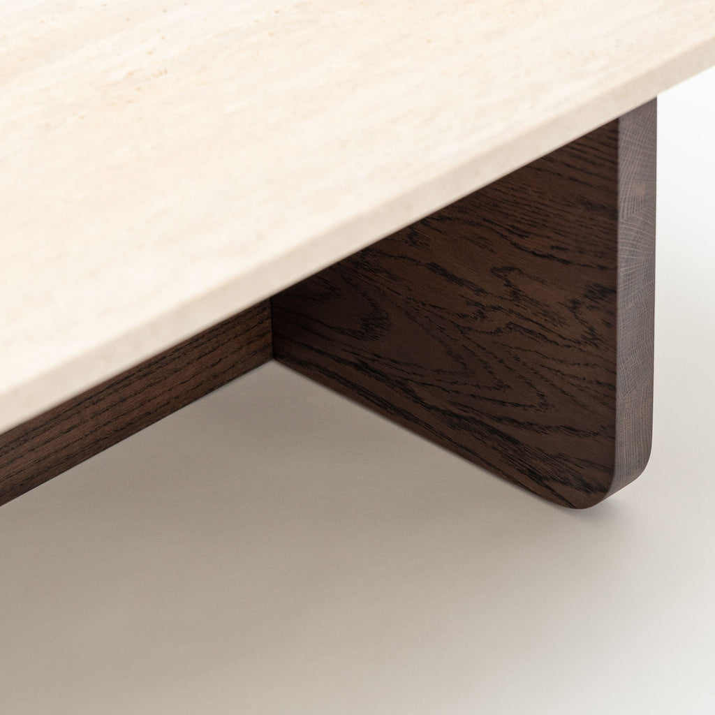 Pivot Coffee Table - Espresso Oak & Travertine - Coffee Tables Natadora Loom Collection Dubai