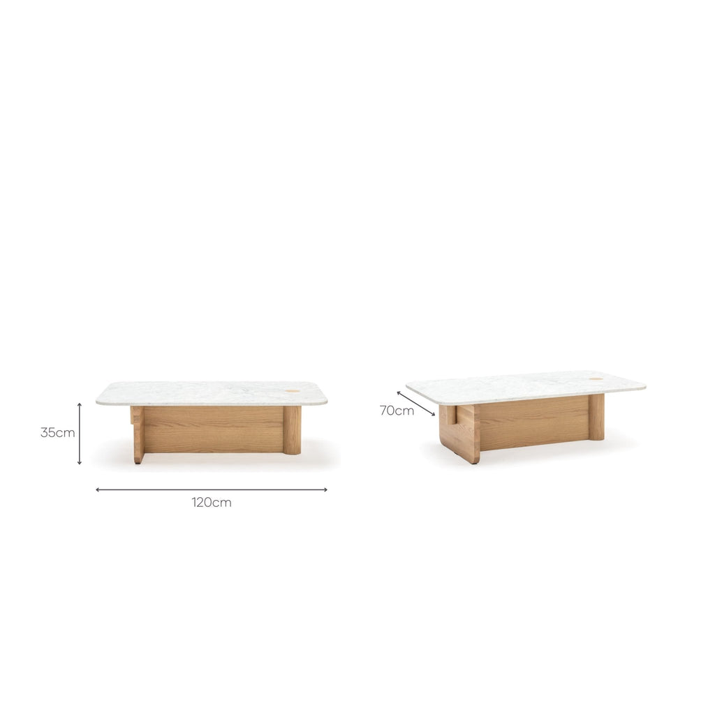 Pivot Coffee Table - Light Oak & Marble - Coffee Tables Natadora Loom Collection Dubai