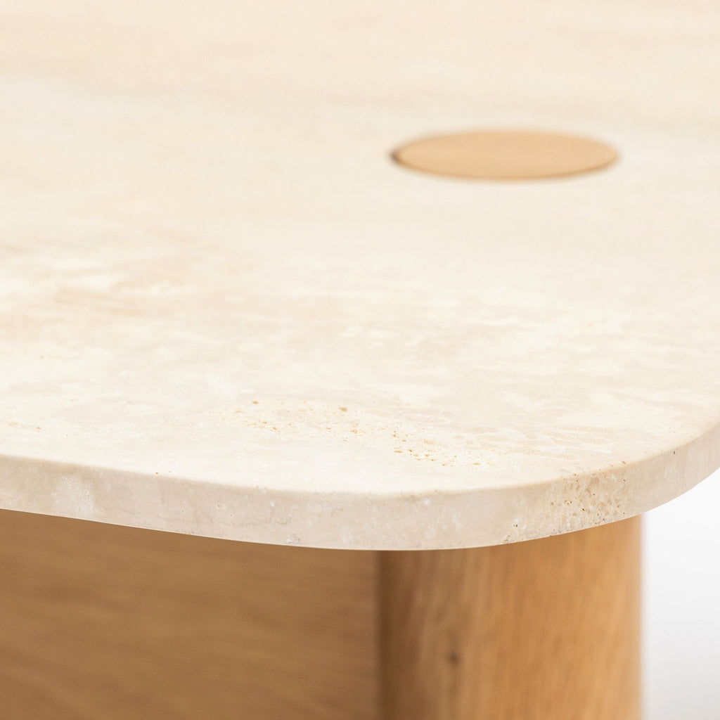 Pivot Coffee Table - Light Oak & Travertine - Coffee Tables Natadora Loom Collection Dubai