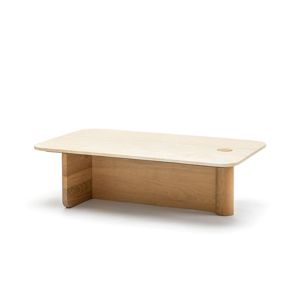 Pivot Coffee Table - Light Oak & Travertine - Coffee Tables Natadora Loom Collection Dubai