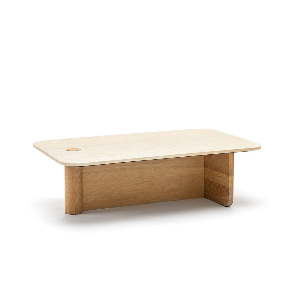 Pivot Coffee Table - Light Oak & Travertine - Coffee Tables Natadora Loom Collection Dubai