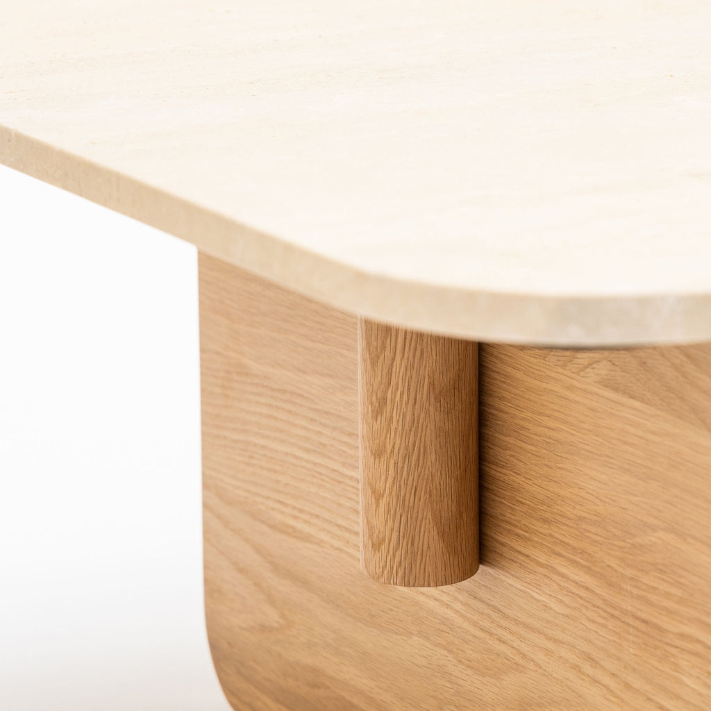 Pivot Coffee Table - Light Oak & Travertine - Coffee Tables Natadora Loom Collection Dubai