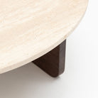 Pivot Round Coffee Table - Espresso Oak & Travertine - Coffee Tables Natadora Loom Collection Dubai