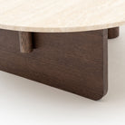 Pivot Round Coffee Table - Espresso Oak & Travertine - Coffee Tables Natadora Loom Collection Dubai