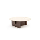 Pivot Round Coffee Table - Espresso Oak & Travertine - Coffee Tables Natadora Loom Collection Dubai