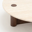 Pivot Round Coffee Table - Espresso Oak & Travertine - Coffee Tables Natadora Loom Collection Dubai