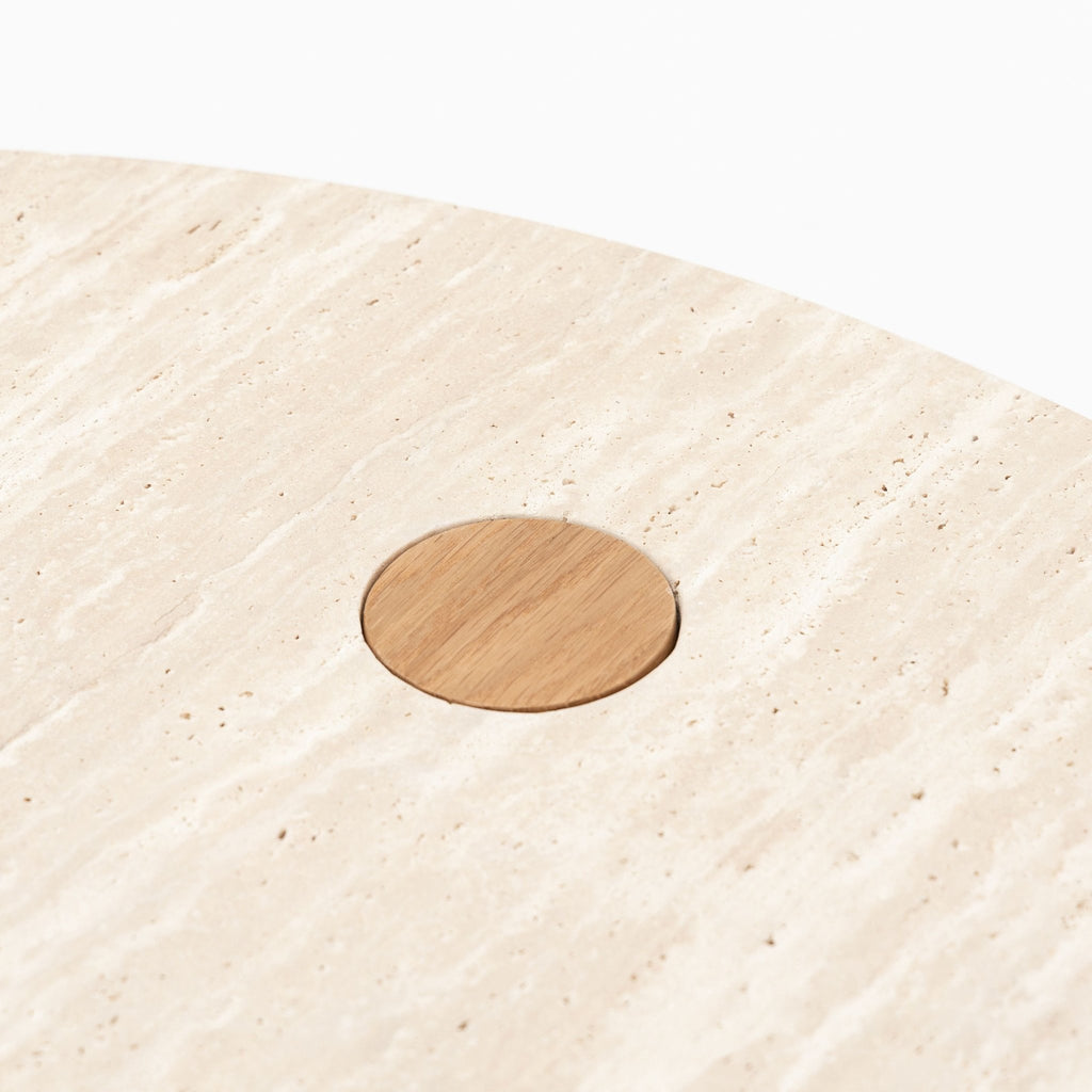 Pivot Round Coffee Table - Light Oak & Travertine - Coffee Tables Natadora Loom Collection Dubai