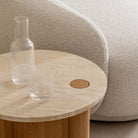 Pivot Side Table - Light Oak & Travertine - Side Tables Natadora Loom Collection Dubai