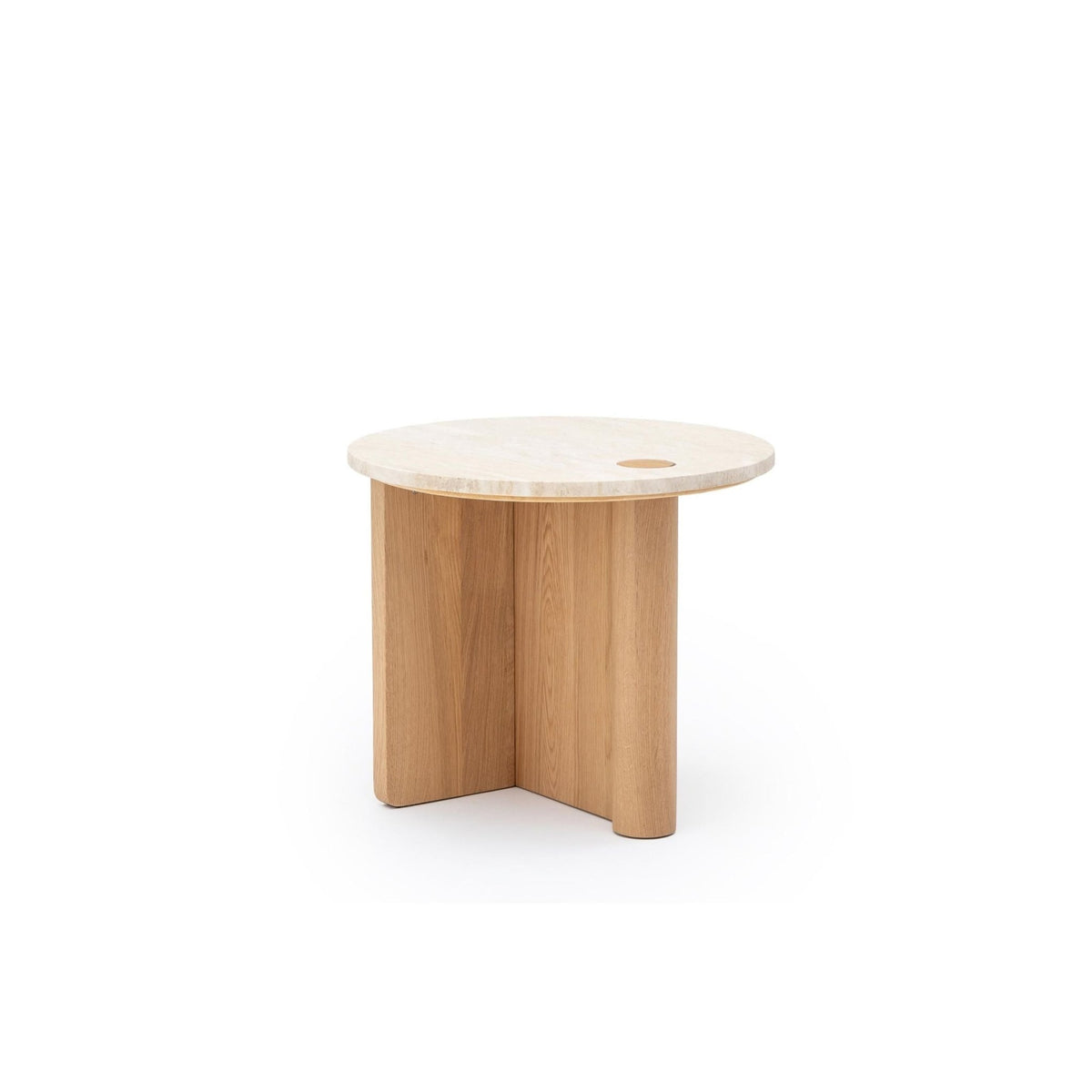 Pivot Side Table - Light Oak & Travertine - Side Tables Natadora Loom Collection Dubai