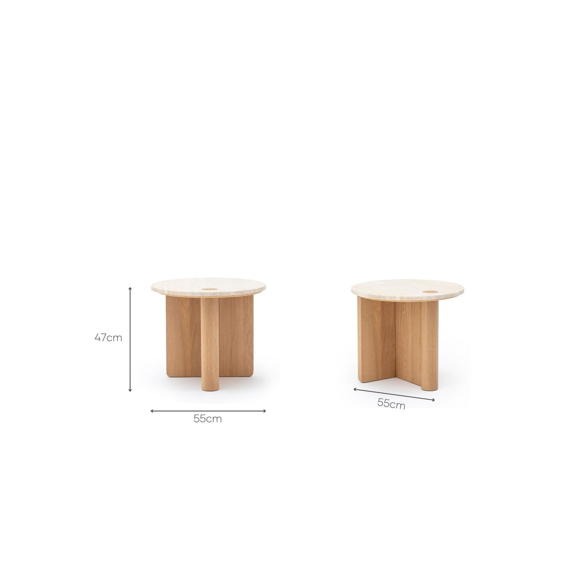 Pivot Side Table - Light Oak & Travertine - Side Tables Natadora Loom Collection Dubai