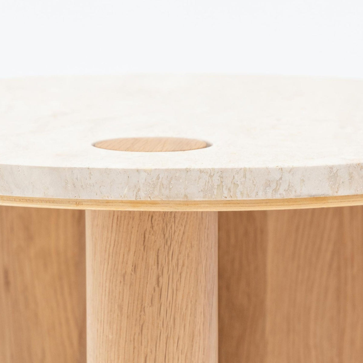 Pivot Side Table - Light Oak & Travertine - Side Tables Natadora Loom Collection Dubai