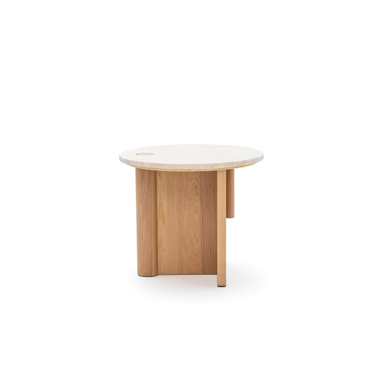 Pivot Side Table - Light Oak & Travertine - Side Tables Natadora Loom Collection Dubai
