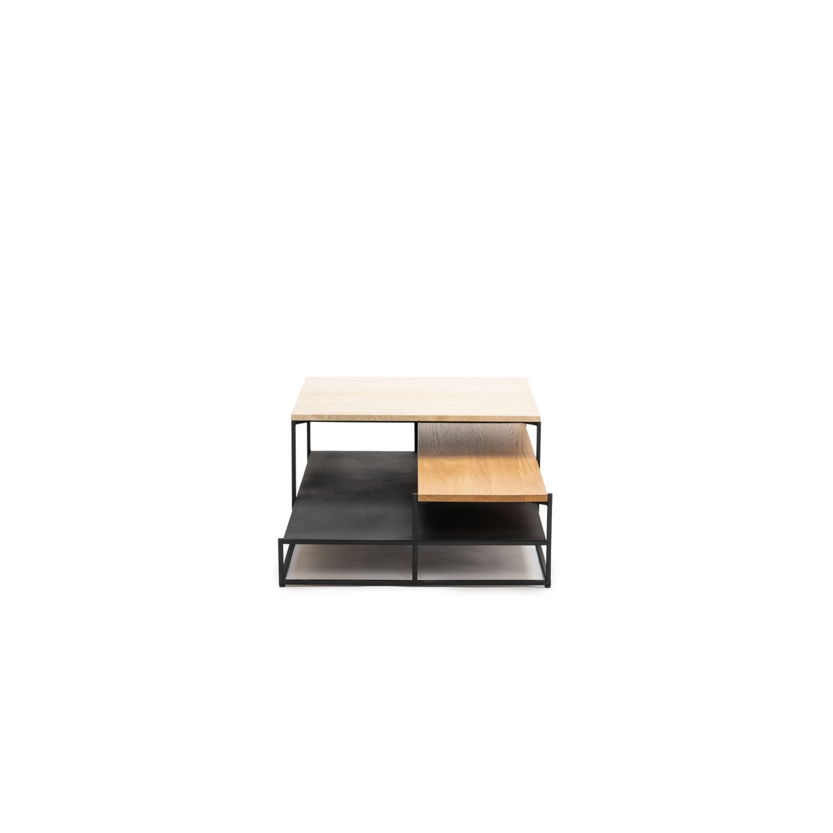 Podium Coffee Table - Travertine & Light Oak - Coffee Tables Tolv Loom Collection Dubai