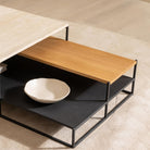 Podium Coffee Table - Travertine & Light Oak - Coffee Tables Tolv Loom Collection Dubai