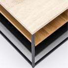 Podium Coffee Table - Travertine & Light Oak - Coffee Tables Tolv Loom Collection Dubai