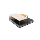 Podium Coffee Table - Travertine & Light Oak - Coffee Tables Tolv Loom Collection Dubai