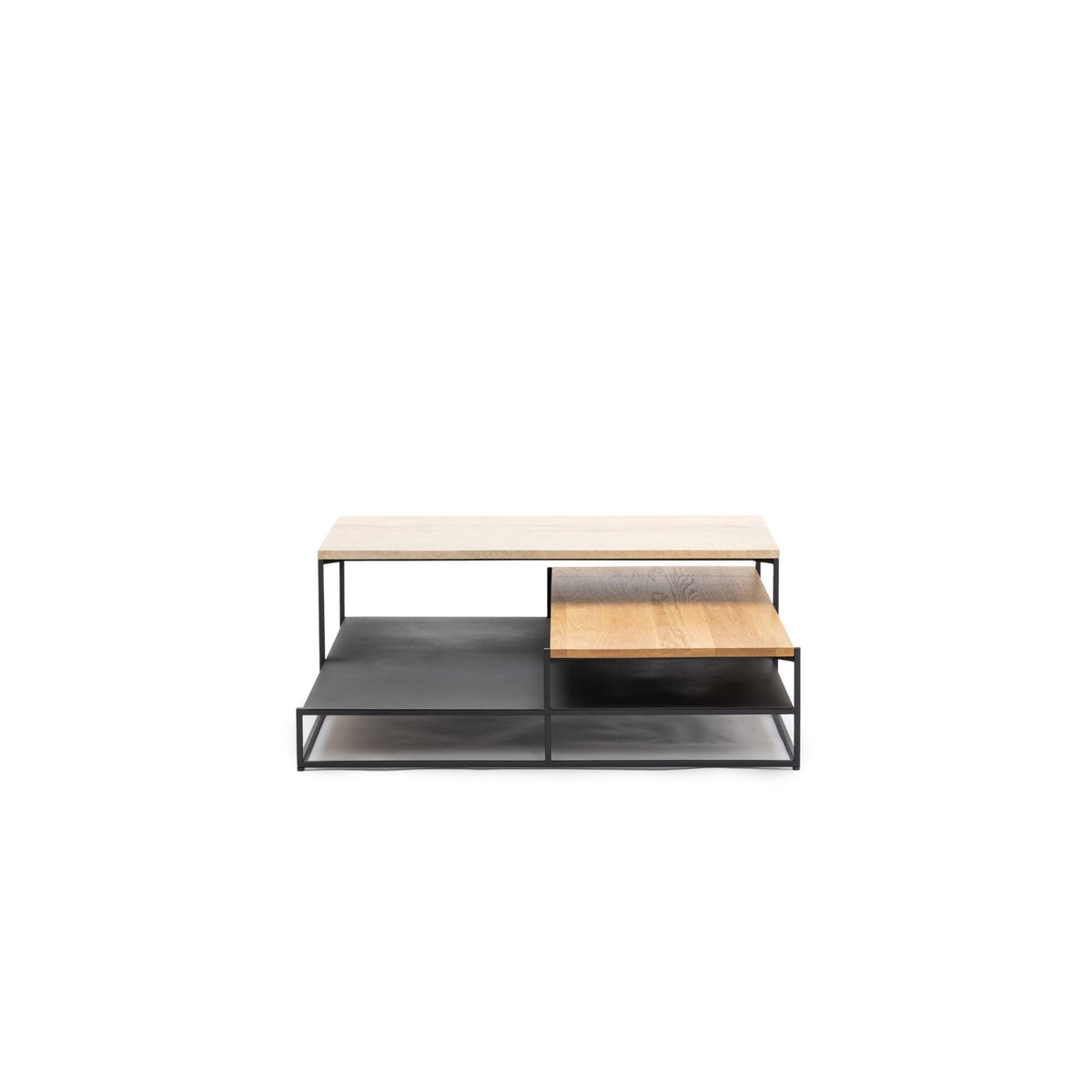 Podium Coffee Table - Travertine & Light Oak - Coffee Tables Tolv Loom Collection Dubai
