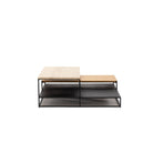 Podium Coffee Table - Travertine & Light Oak - Coffee Tables Tolv Loom Collection Dubai