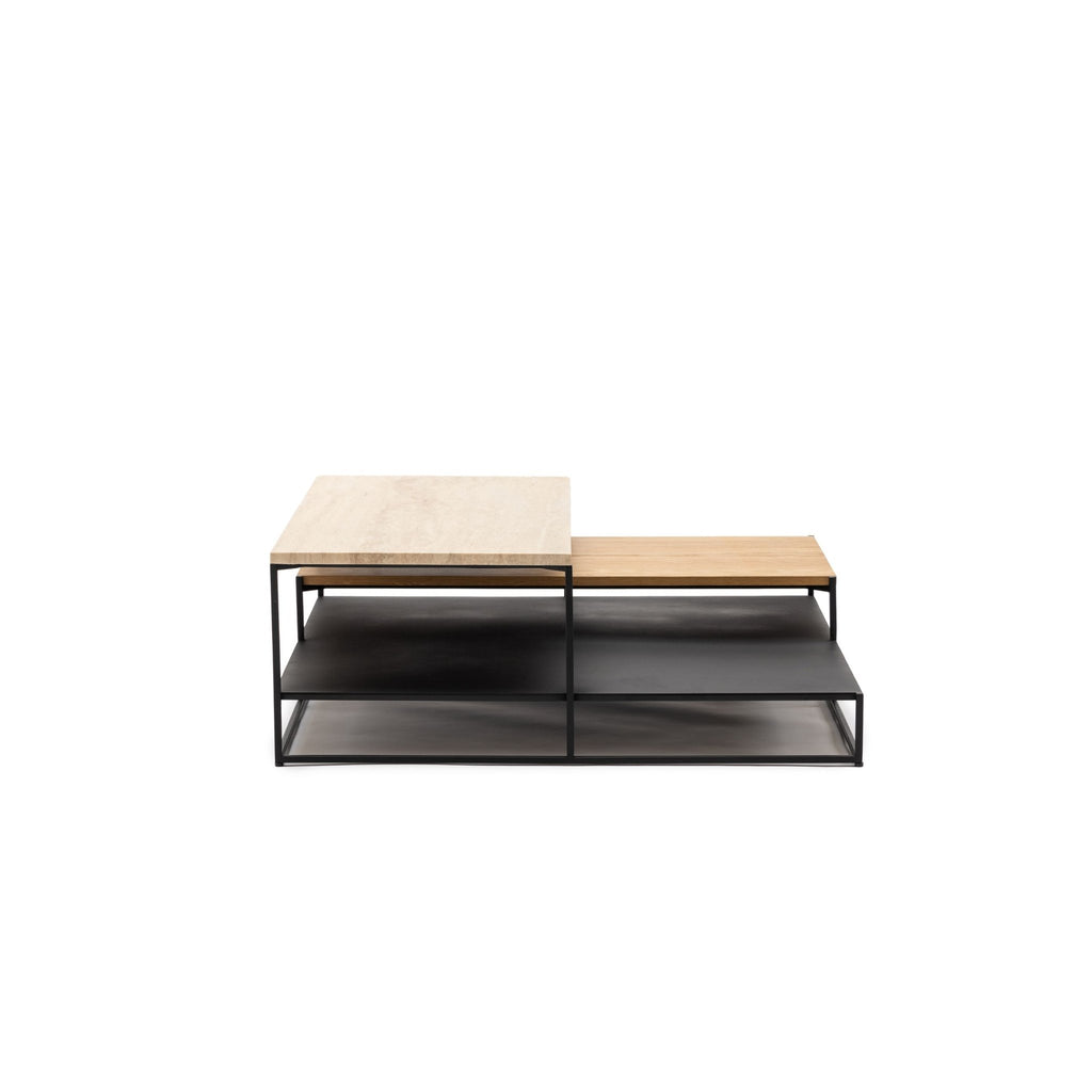 Podium Coffee Table - Travertine & Light Oak - Coffee Tables Tolv Loom Collection Dubai