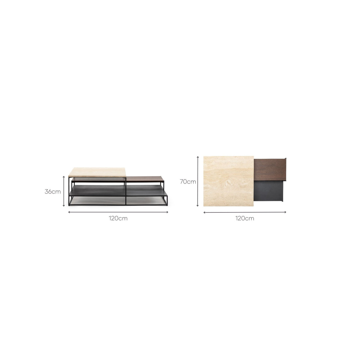 Podium Coffee Table - Travertine & Smoked Oak - Coffee Tables Tolv Loom Collection Dubai