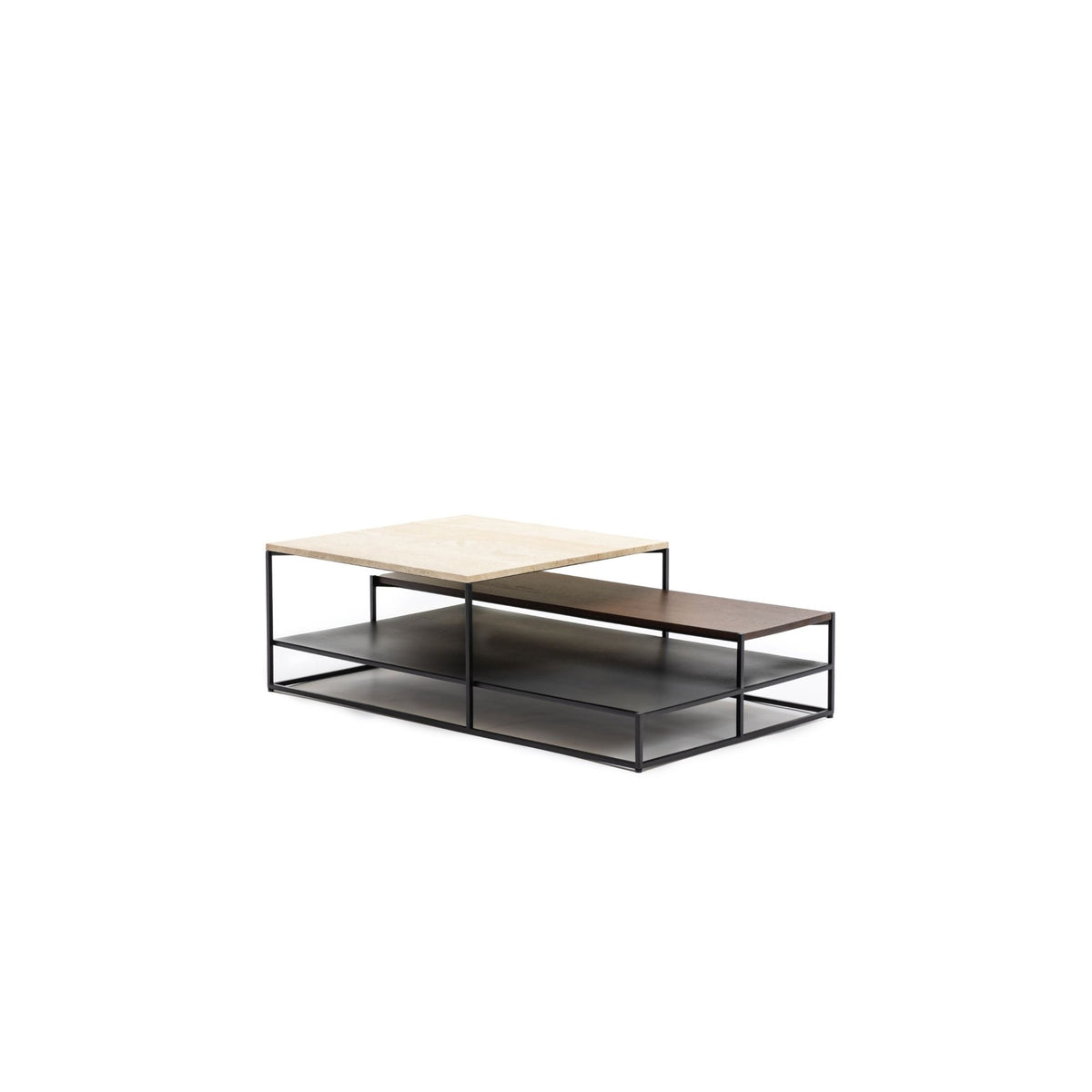 Podium Coffee Table - Travertine & Smoked Oak - Coffee Tables Tolv Loom Collection Dubai