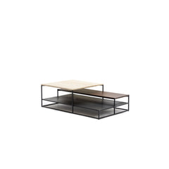 Podium Coffee Table - Travertine & Smoked Oak - Coffee Tables Tolv Loom Collection Dubai