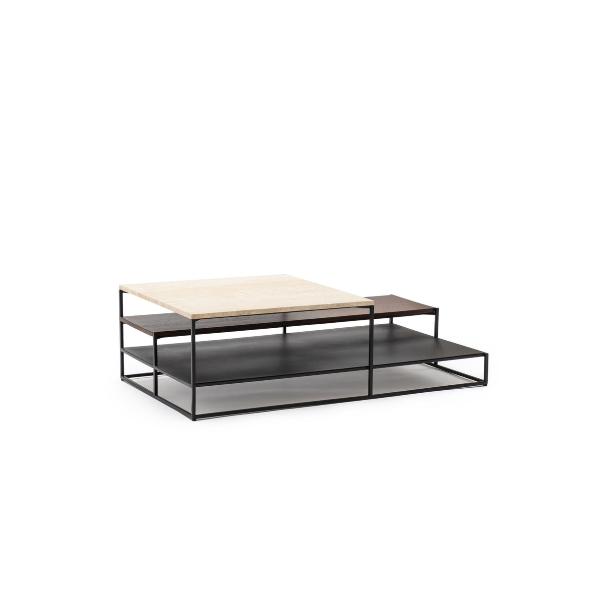 Podium Coffee Table - Travertine & Smoked Oak - Coffee Tables Tolv Loom Collection Dubai