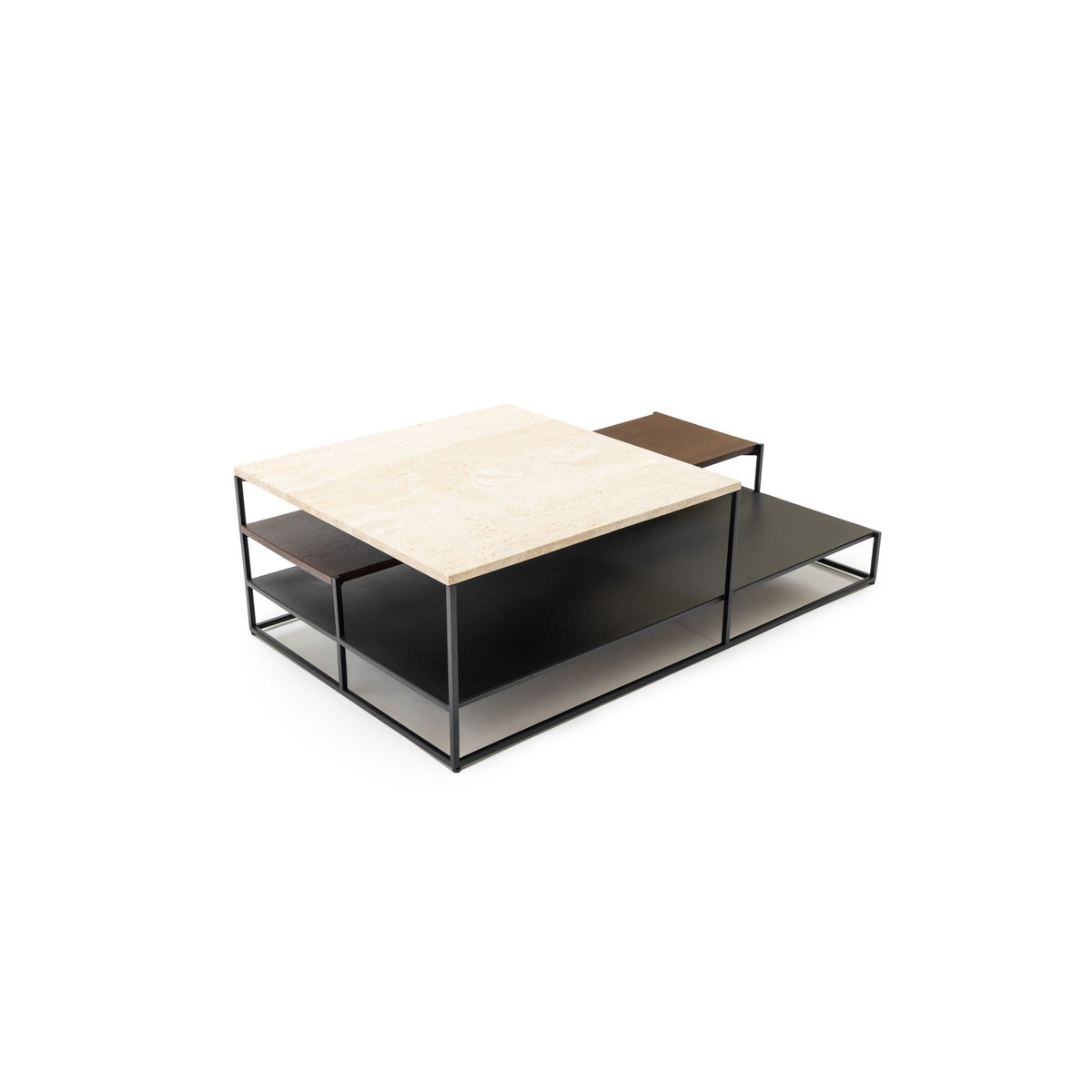 Podium Coffee Table - Travertine & Smoked Oak - Coffee Tables Tolv Loom Collection Dubai
