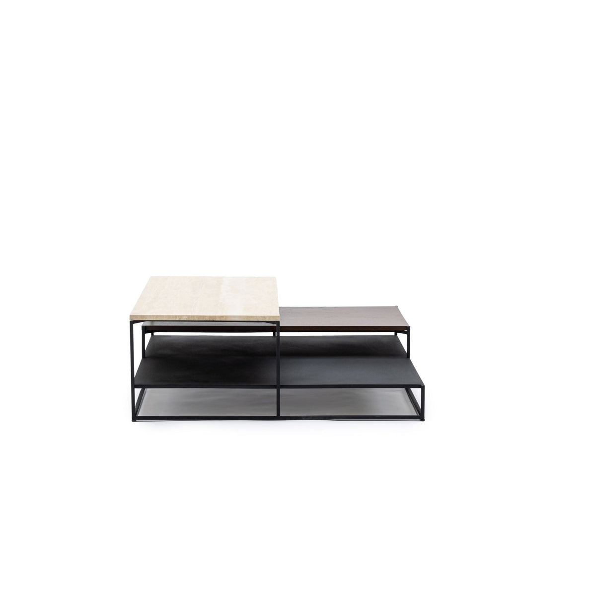 Podium Coffee Table - Travertine & Smoked Oak - Coffee Tables Tolv Loom Collection Dubai