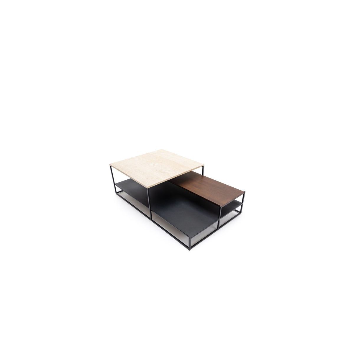Podium Coffee Table - Travertine & Smoked Oak - Coffee Tables Tolv Loom Collection Dubai