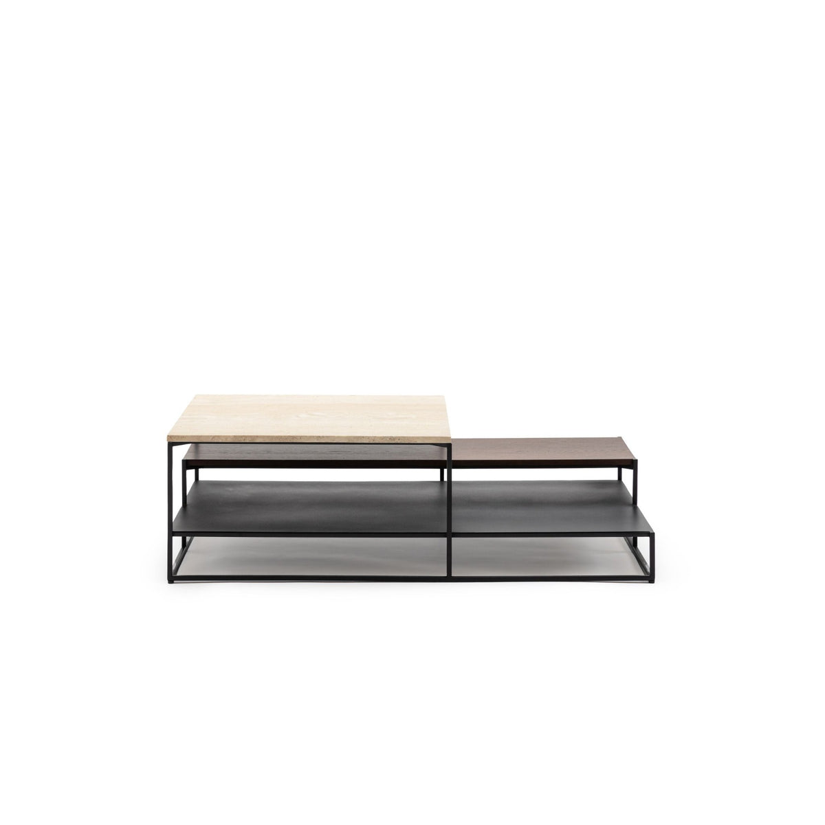 Podium Coffee Table - Travertine & Smoked Oak - Coffee Tables Tolv Loom Collection Dubai