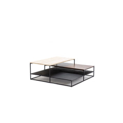 Podium Coffee Table - Travertine & Smoked Oak - Coffee Tables Tolv Loom Collection Dubai