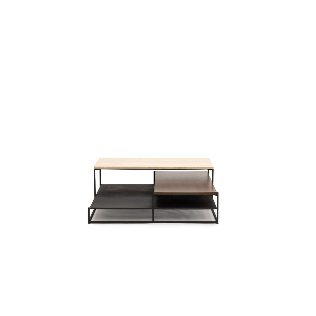 Podium Coffee Table - Travertine & Smoked Oak - Coffee Tables Tolv Loom Collection Dubai