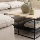 Podium Coffee Table - Travertine & Smoked Oak - Coffee Tables Tolv Loom Collection Dubai