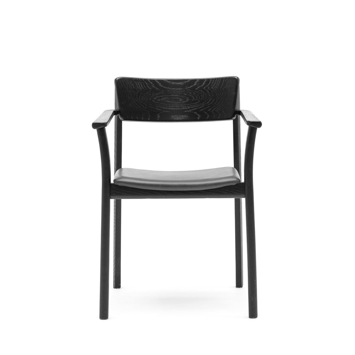 Poise Armchair - Black Oak & Charcoal Leather