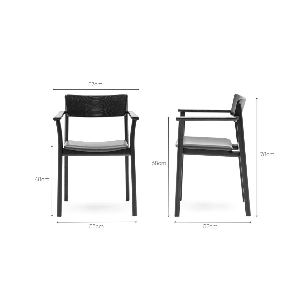 Poise Armchair - Black Oak & Charcoal Leather