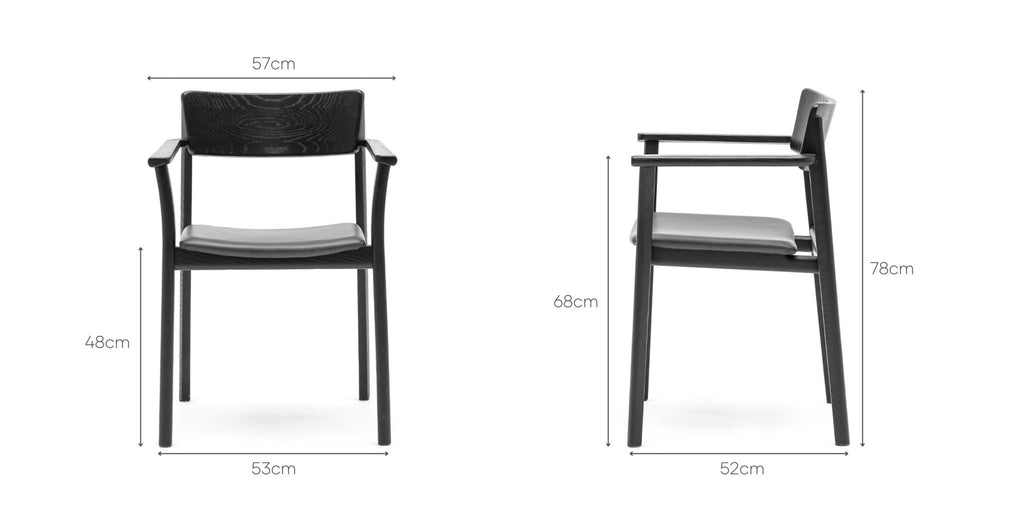 Poise Armchair - Black Oak & Charcoal Leather - Loom Collection