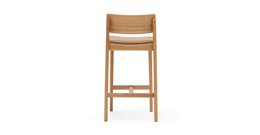 Poise Counter Chair - Light Oak & Pecan Leather.