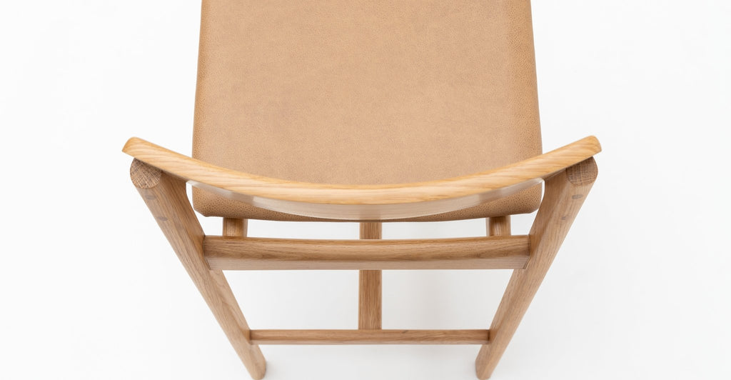 Poise Counter Chair - Light Oak & Pecan Leather.